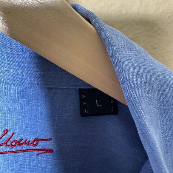 Bugatchi Uomo Shirt Mens Large Blue Button Up Long Sleeve Pocket Classic Casual - Picture 7 of 9